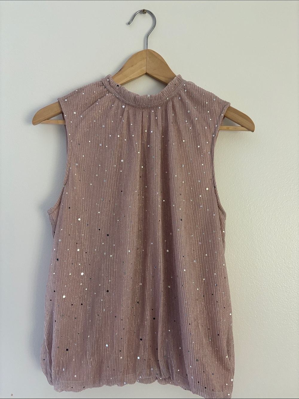 Adrienne Vittadini Dusty Rose Sleeveless Glitter Top
